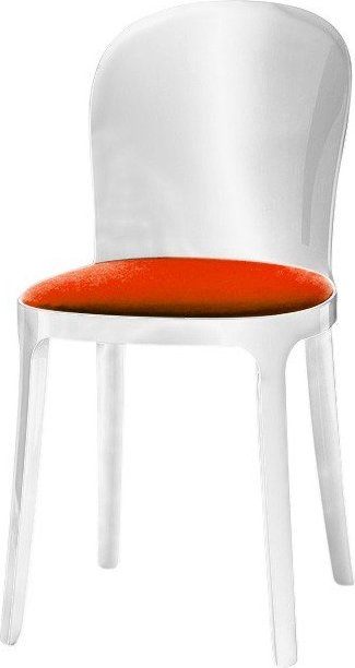 Krzesło przezroczyste bezbarwne Vanity czerwony materiał