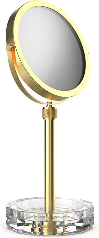 Lusterko kosmetyczne Kristall złoty mat z przezroczystą podstawką