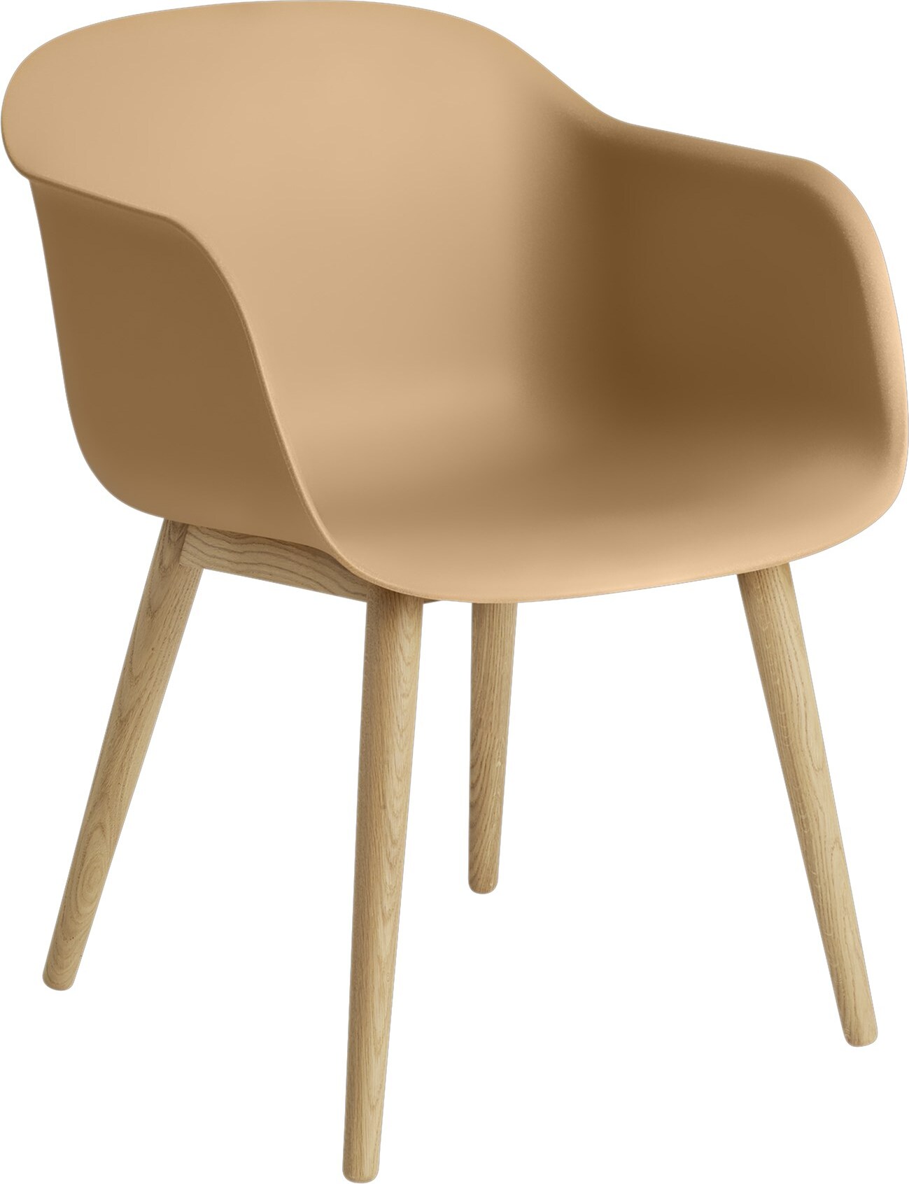 Fotel Fiber ochra na drewnianych nogach