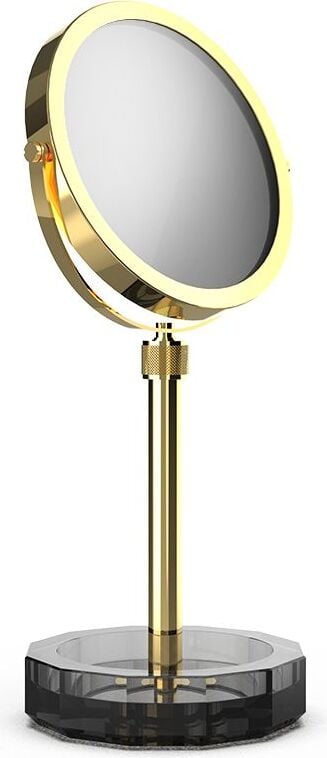 Lusterko kosmetyczne Kristall złote z antracytową podstawką