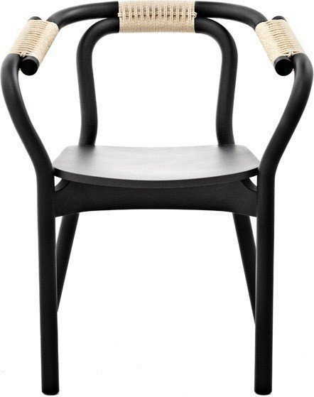 Krzesło Knot czarne z naturalnym sznurkiem