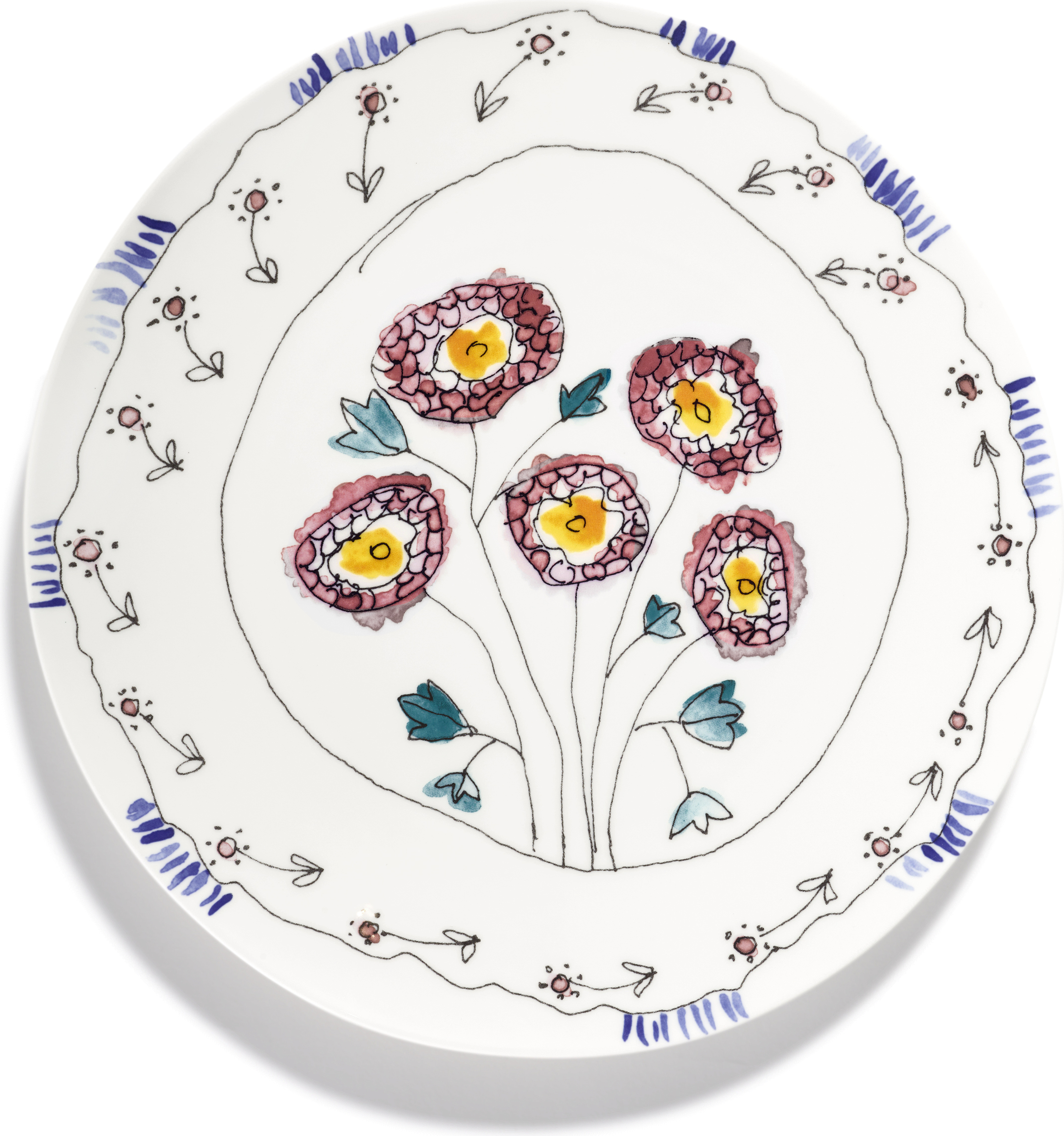 Talerz do serwowania Midnight Flowers Anemone Milk 31 cm