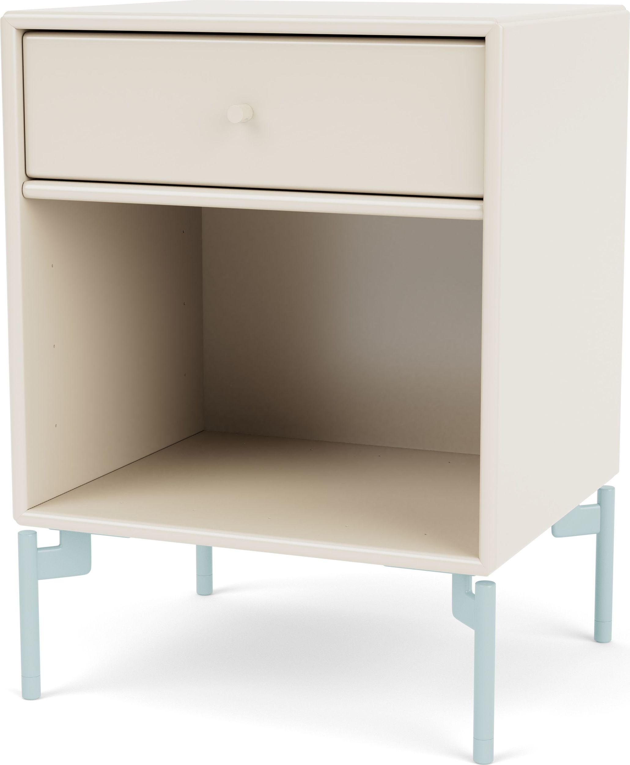 Szafka nocna Dream jasnobeżowa na jasnobłękitnych nogach