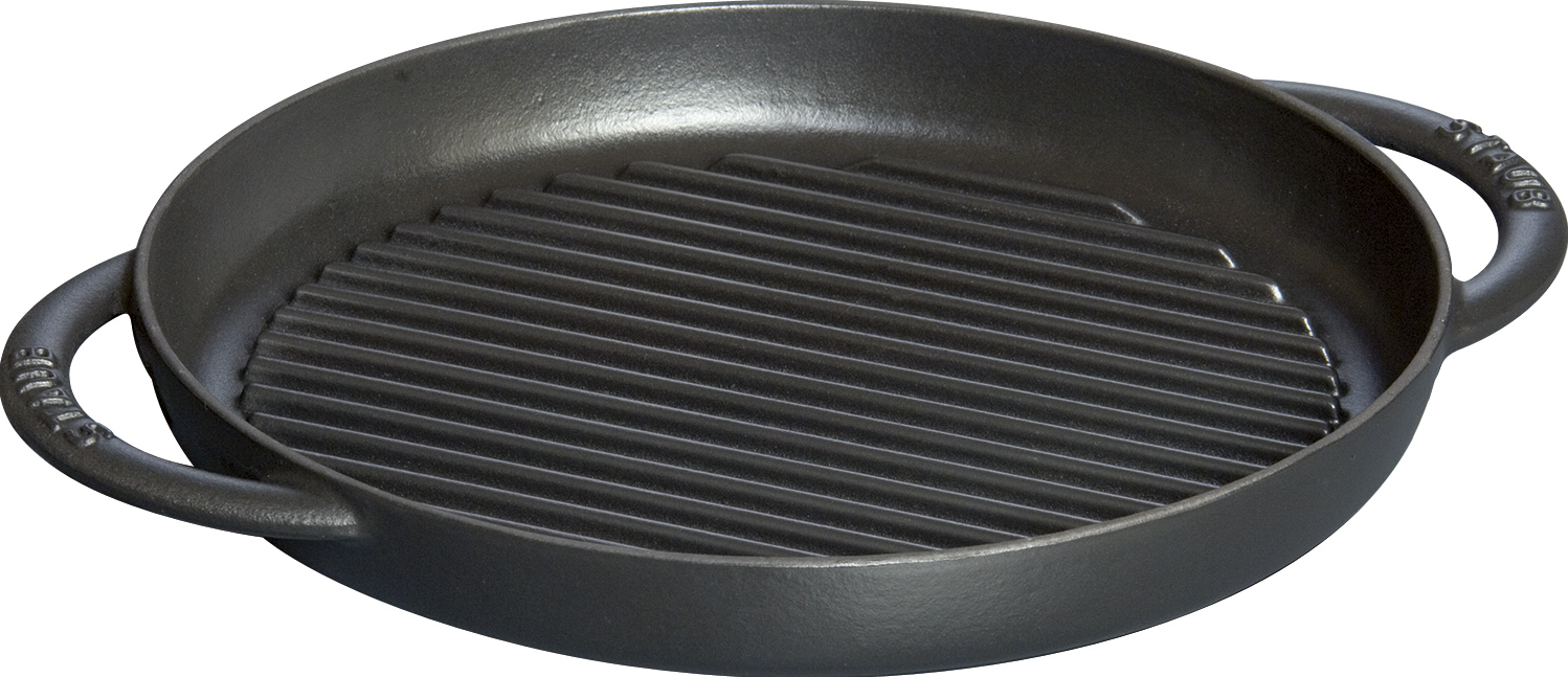Patelnia grillowa Staub 26 cm czarna z dwoma uchwytami