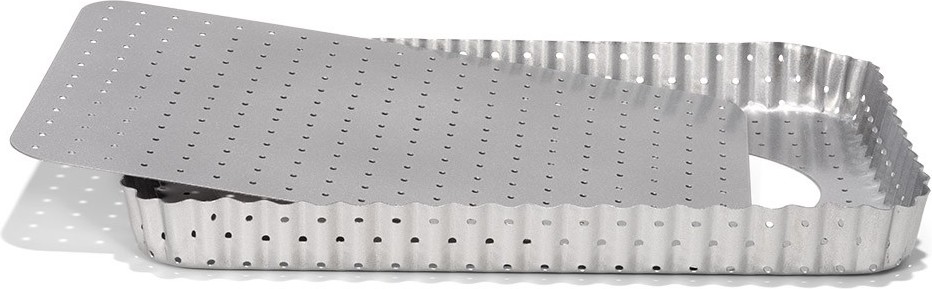 Forma do quiche Silver-Top prostokątna 22 x 32 cm perforowana