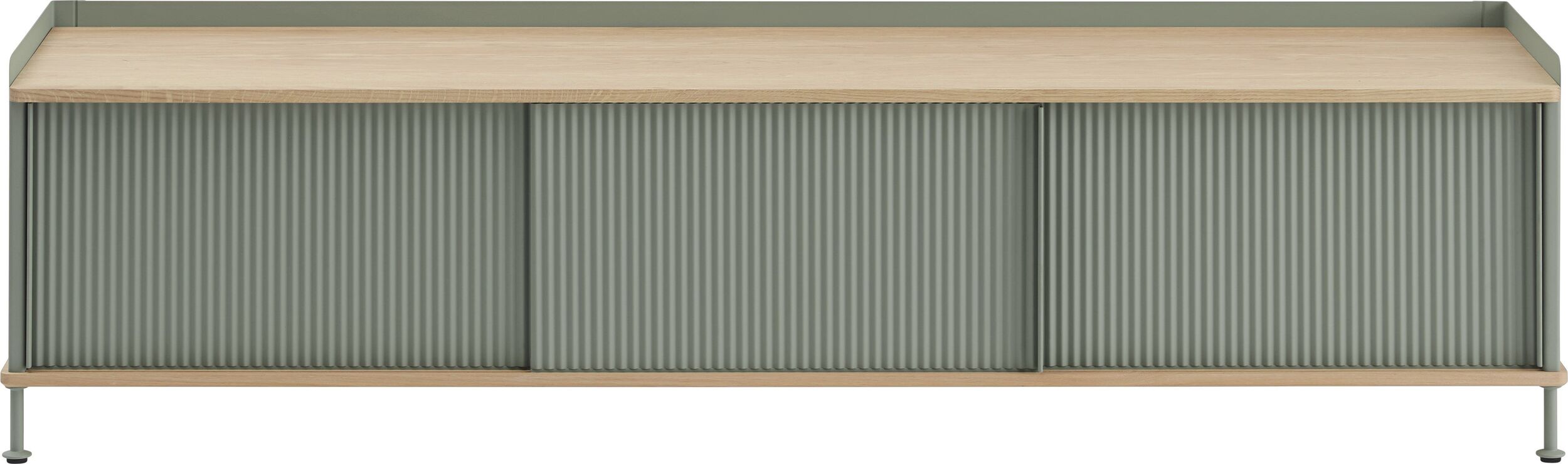 Szafka Enfold 186 cm zgaszona zieleń z dębowym blatem