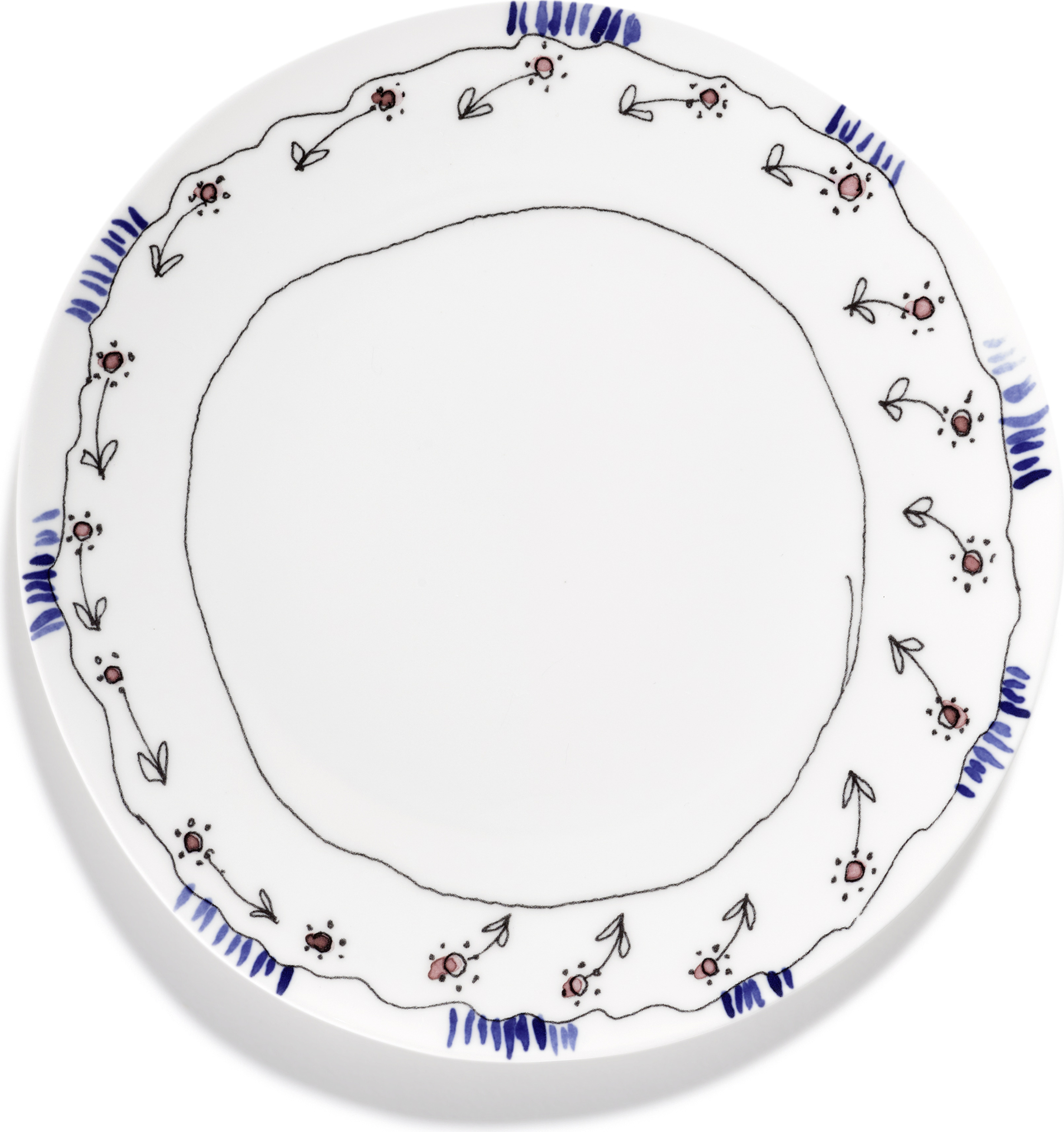Talerz obiadowy Midnight Flowers Anemone Milk 24 cm