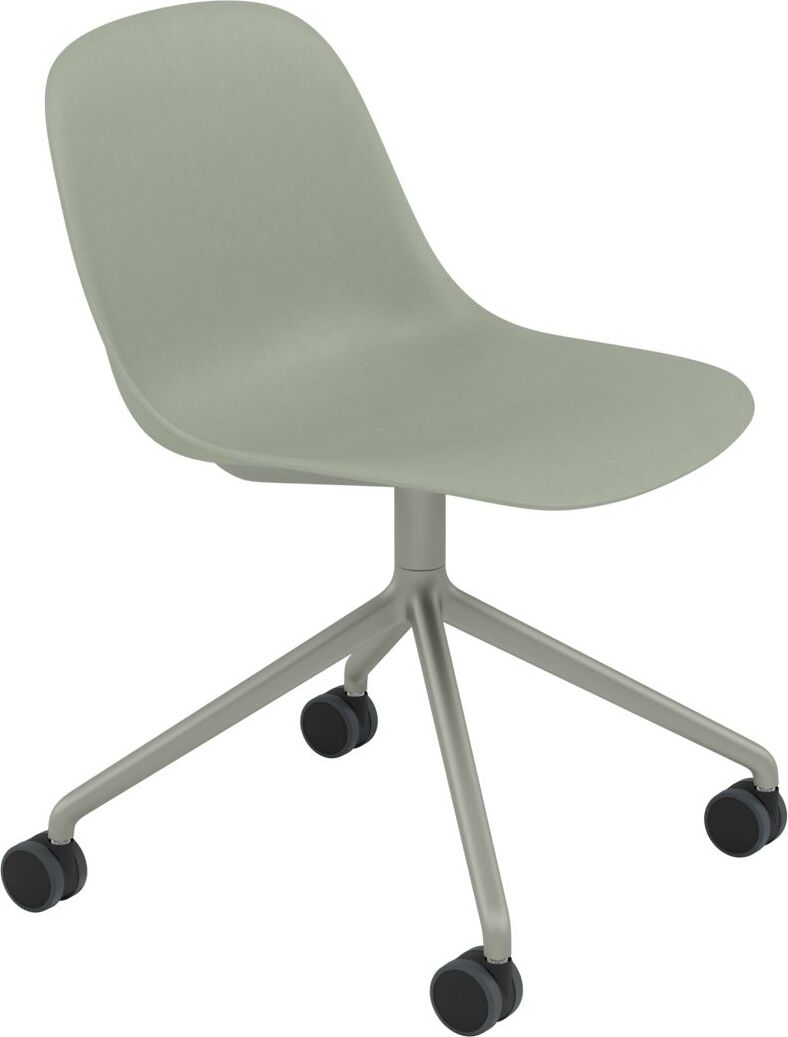 Krzesło na kółkach Fiber Swivel szarozielone na aluminiowych nogach