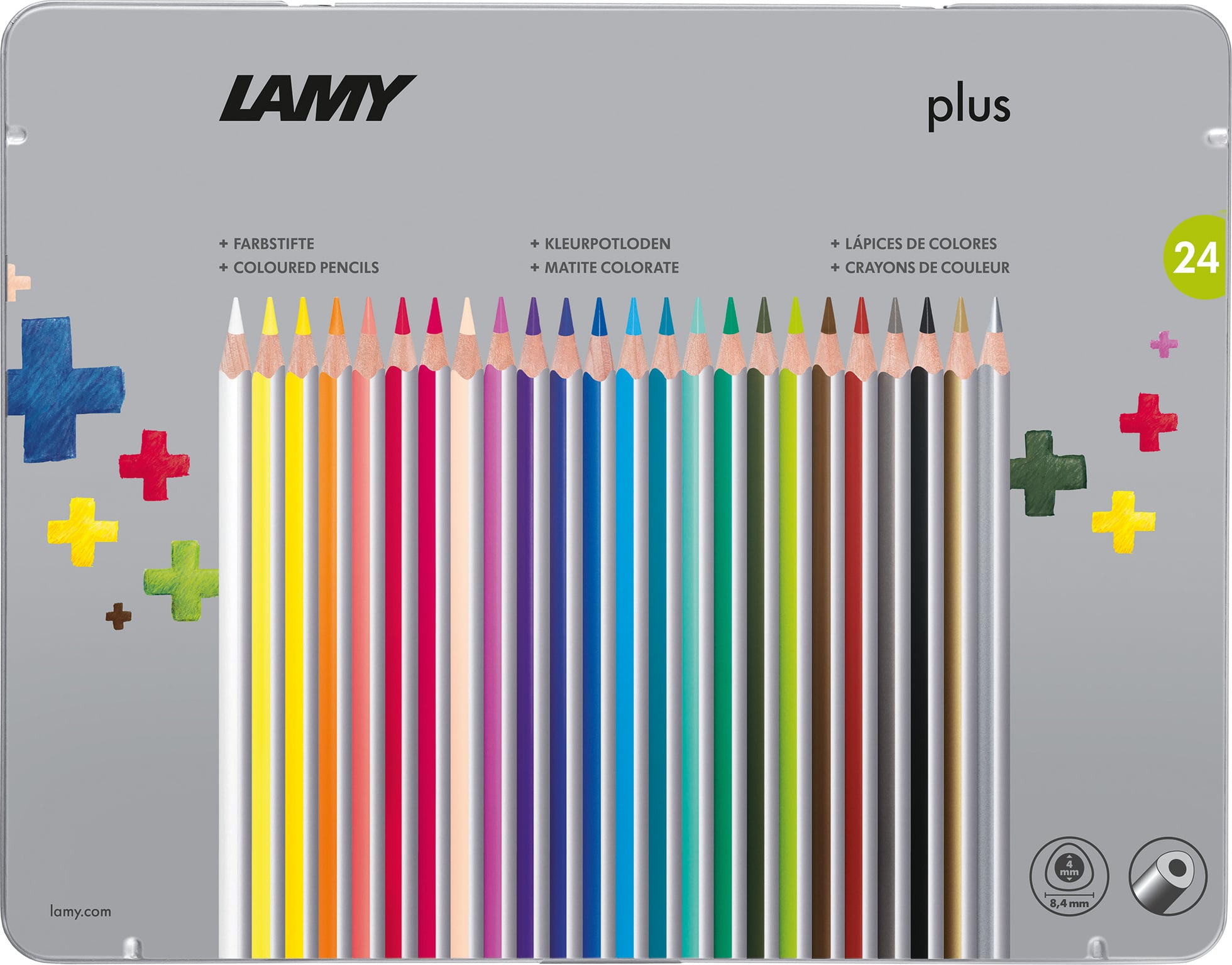 Kredki ołówkowe Plus w metalowym pudełku 24 szt.
