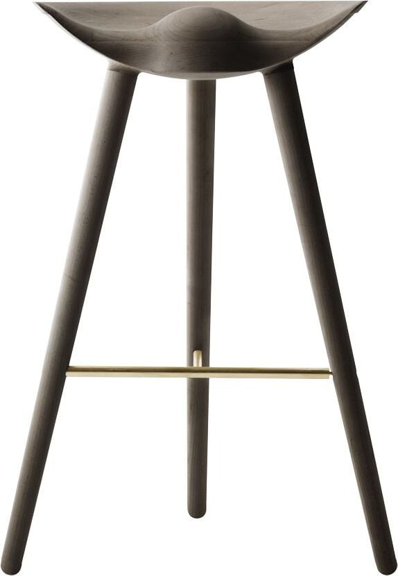 Stołek barowy ML 42 ciemny dąb z mosiężnym łączeniem