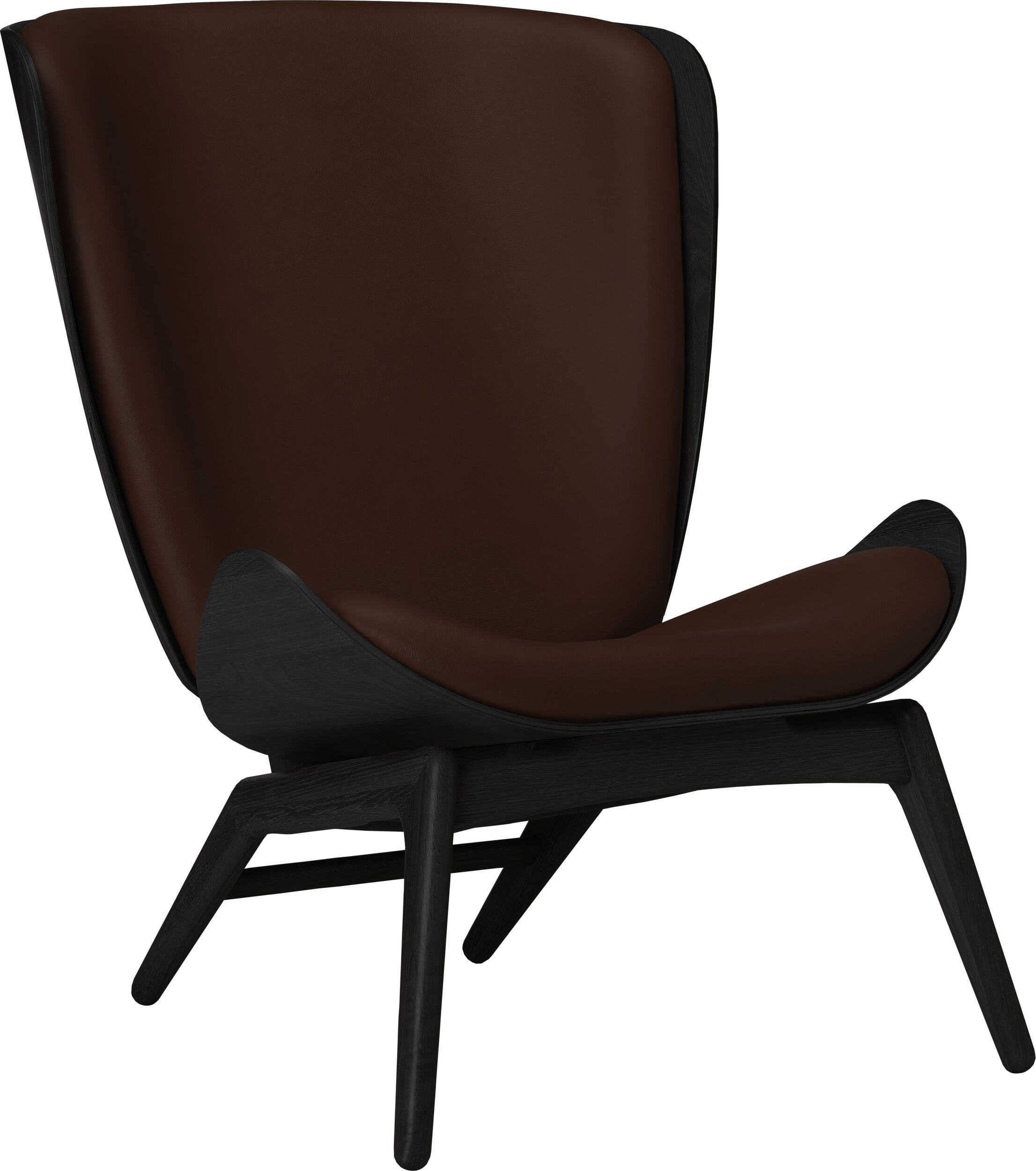 Fotel The Reader Hope brązowy skórzany na czarnych dębowych nogach