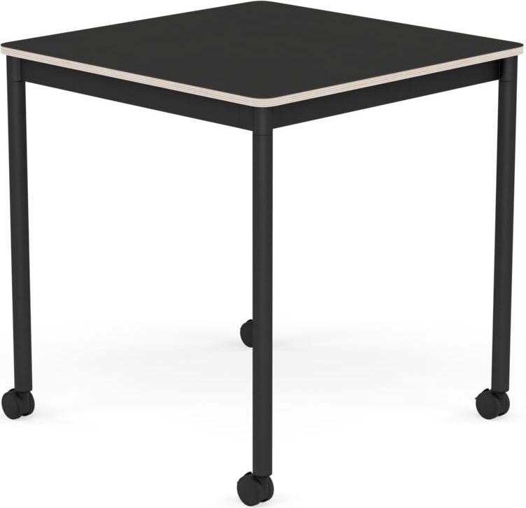 Stół na kółkach Base kwadratowy 70 cm czarny nanolaminat nogi czarne