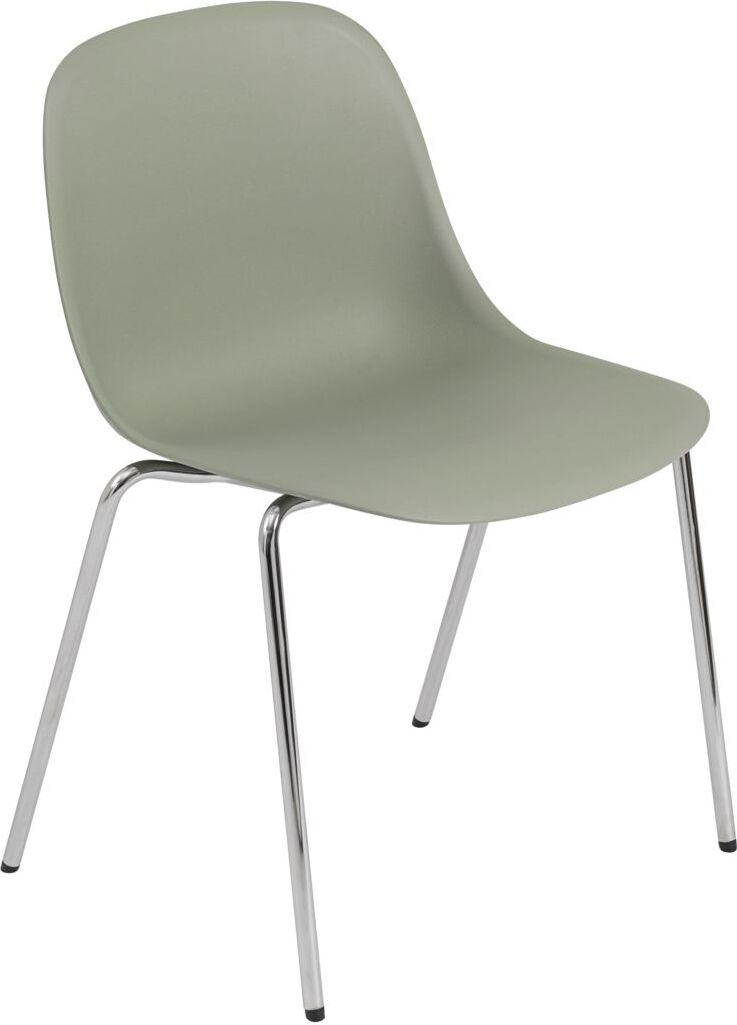 Krzesło Fiber A Base szarozielone na chromowanych nogach