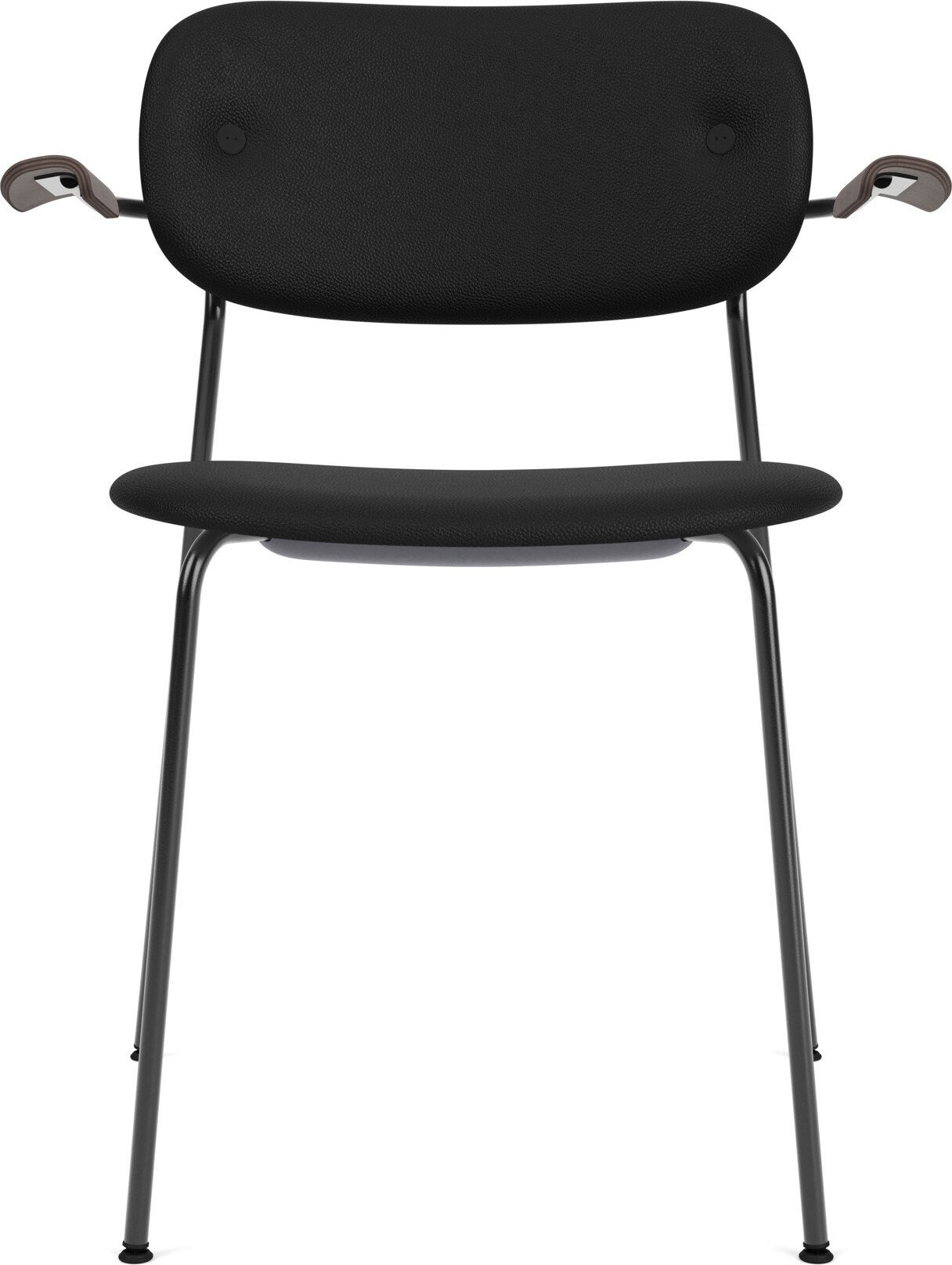 Krzesło Co Sierra czarne skórzane z podłokietnikami na czarnych nogach