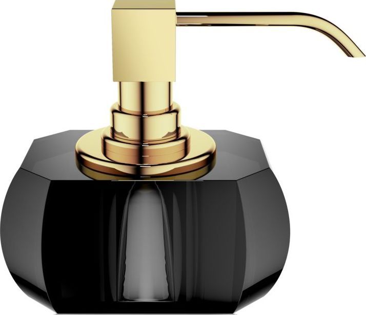 Dozownik do mydła Kristall antracytowy z pompką złotą