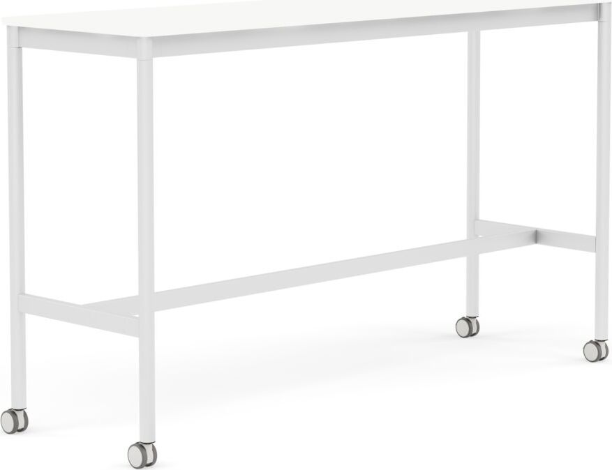 Stół na kółkach Base 50 x 160 x 95 cm biały laminowany ABS nogi białe