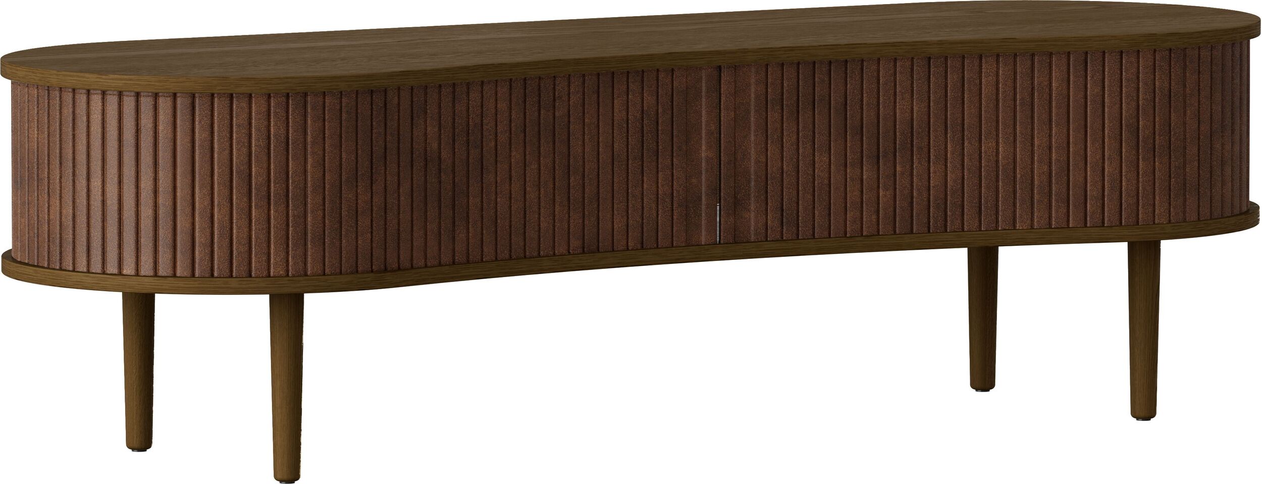 Szafka Audacious 140 cm orzechowa na ciemnych dębowych nogach