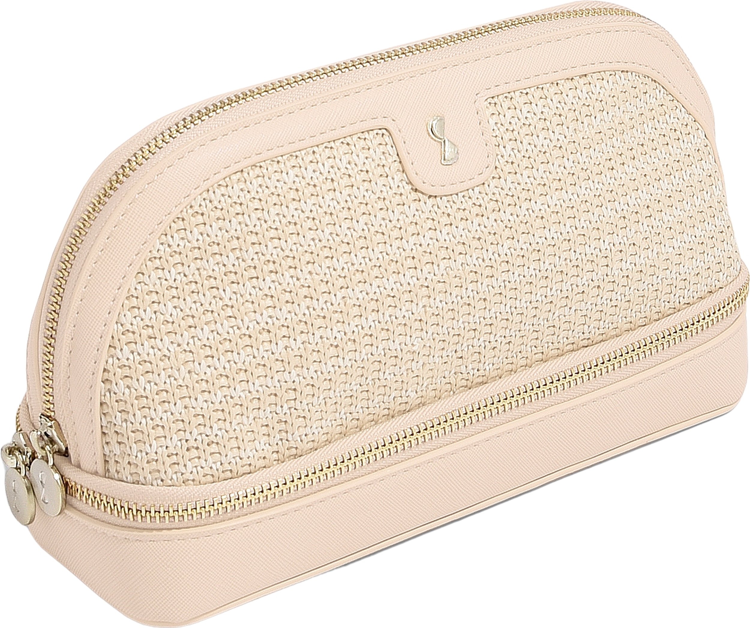 Kosmetyczka dwukomorowa Stackers Raffia jasnoróżowa