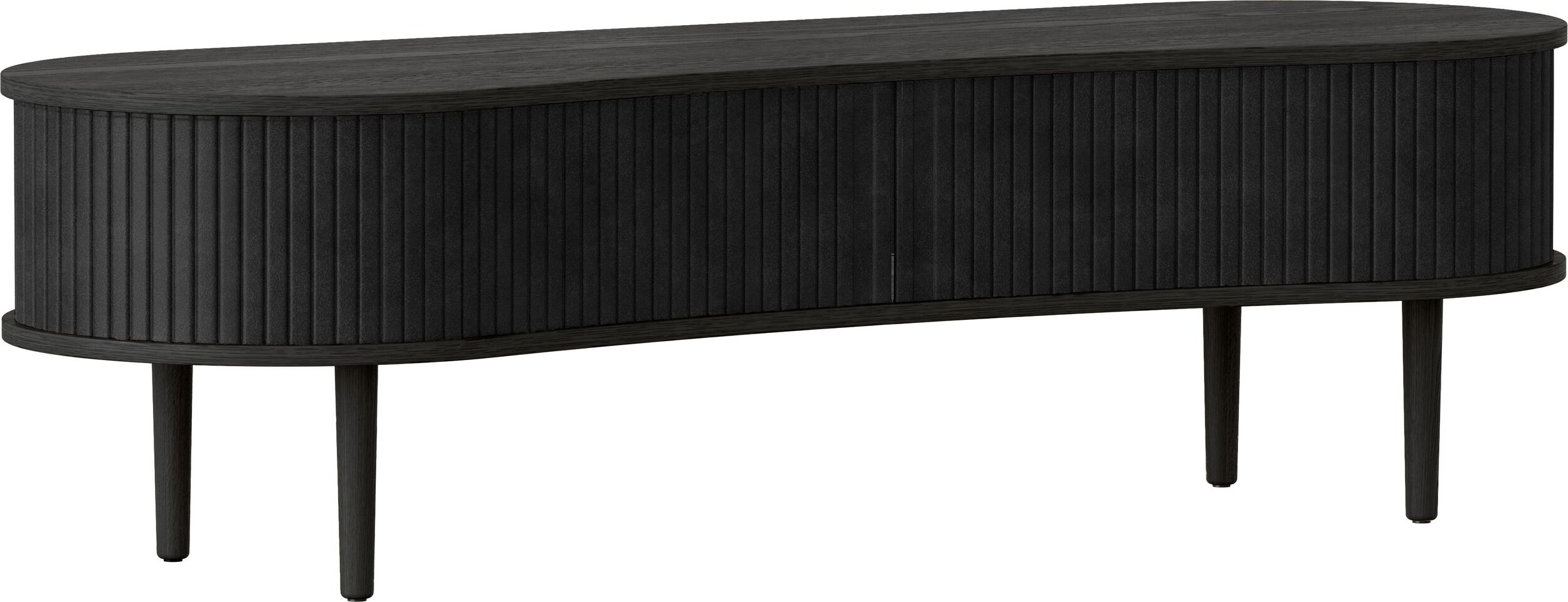 Szafka Audacious 140 cm w kolorze węgla na czarnych dębowych nogach