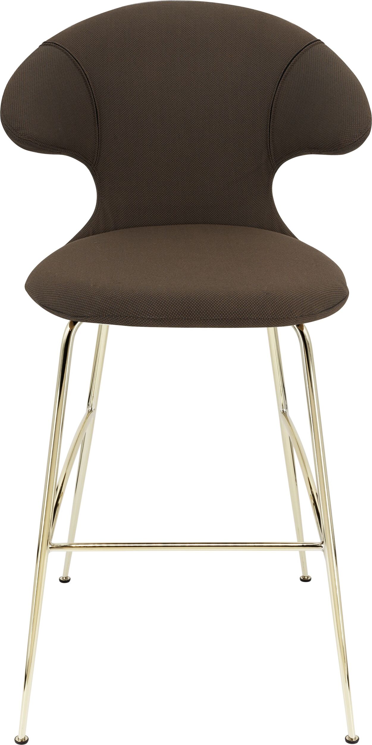 Krzesło barowe Time Flies ciemnobrązowe na mosiężnych nogach