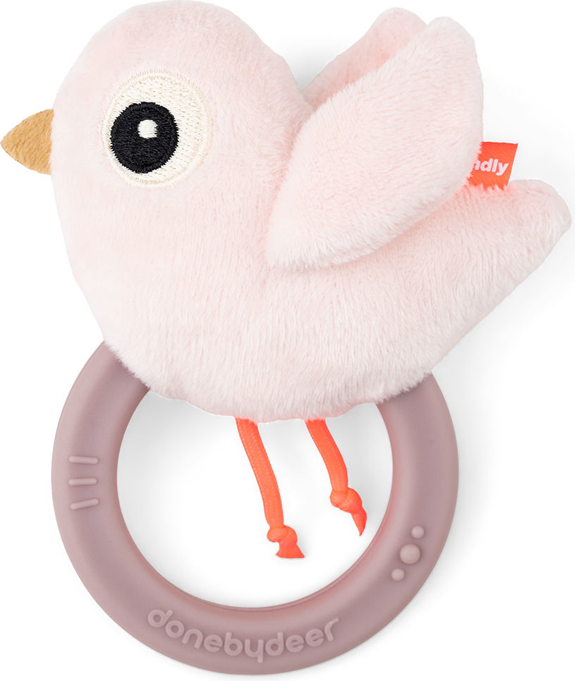 Grzechotka z gryzakiem Birdee różowa