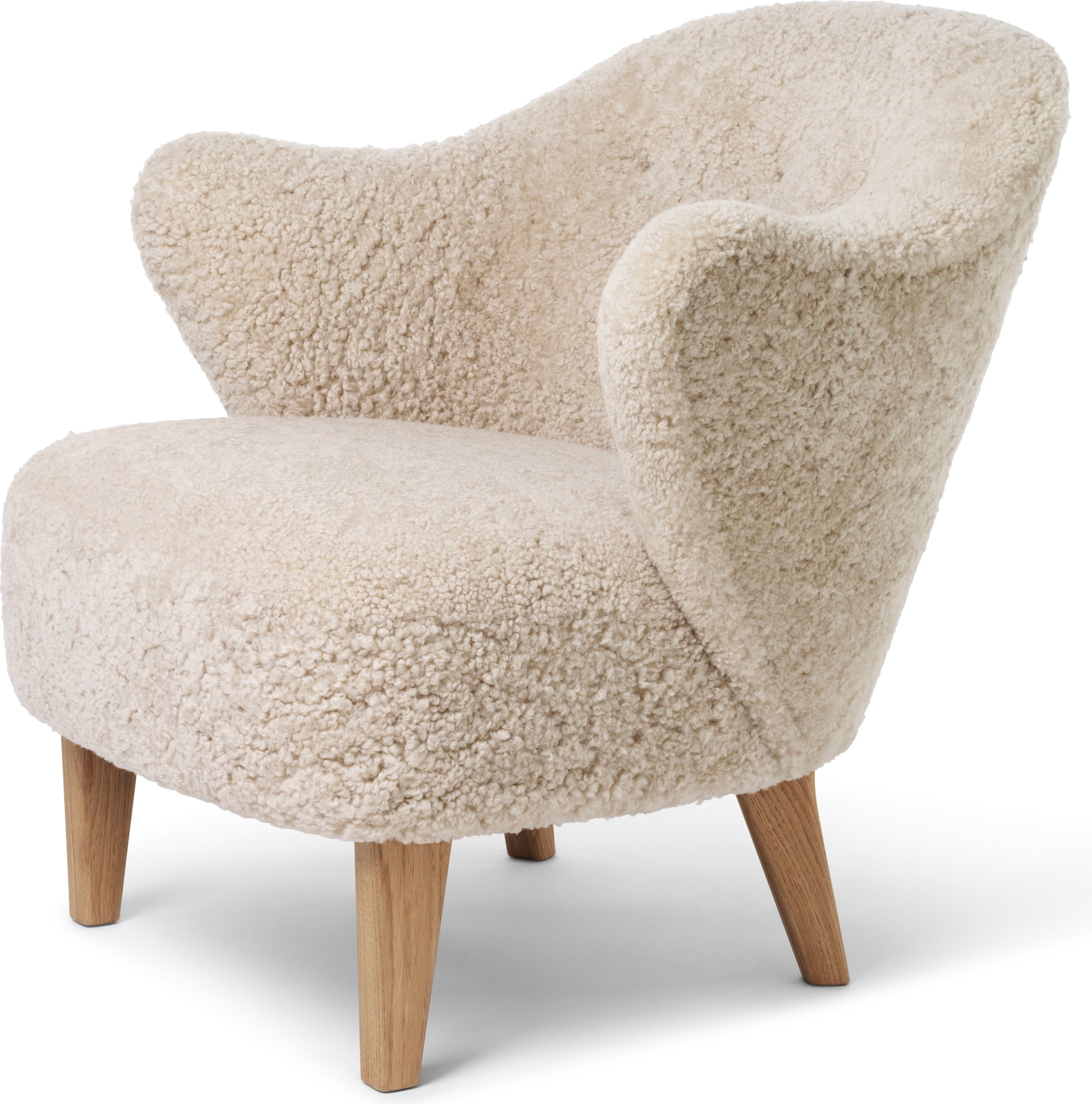 Fotel Ingeborg Sheepskin kremowy na dębowych nogach