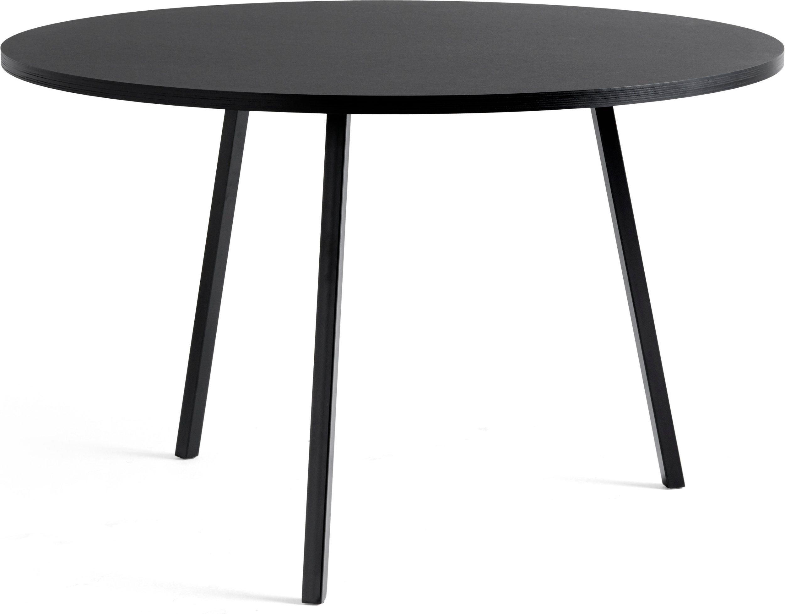 Stół Loop Stand okrągły 120 cm blat jesion z czarnym linoleum nogi czarne