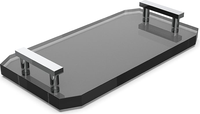 Taca łazienkowa Kristall antracytowa z chromowanymi uchwytami