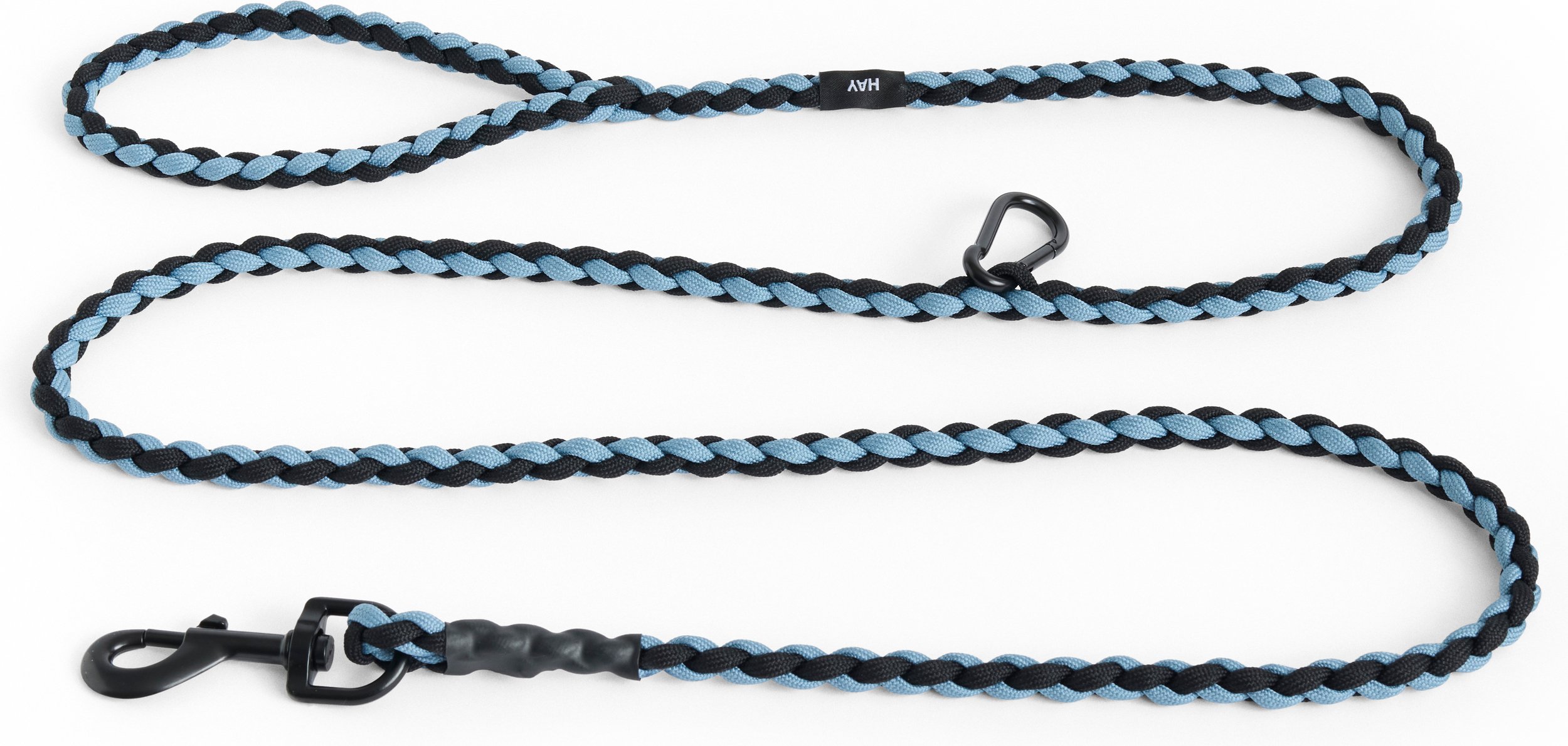 Smycz dla psa Hay Braided czarno-niebieska z karabińczykiem
