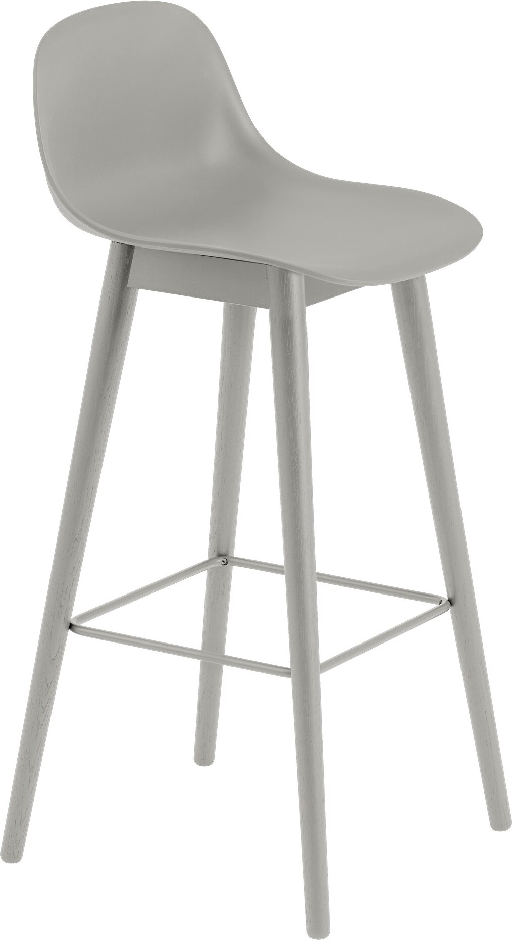 Stołek barowy Fiber 75 cm szary z oparciem