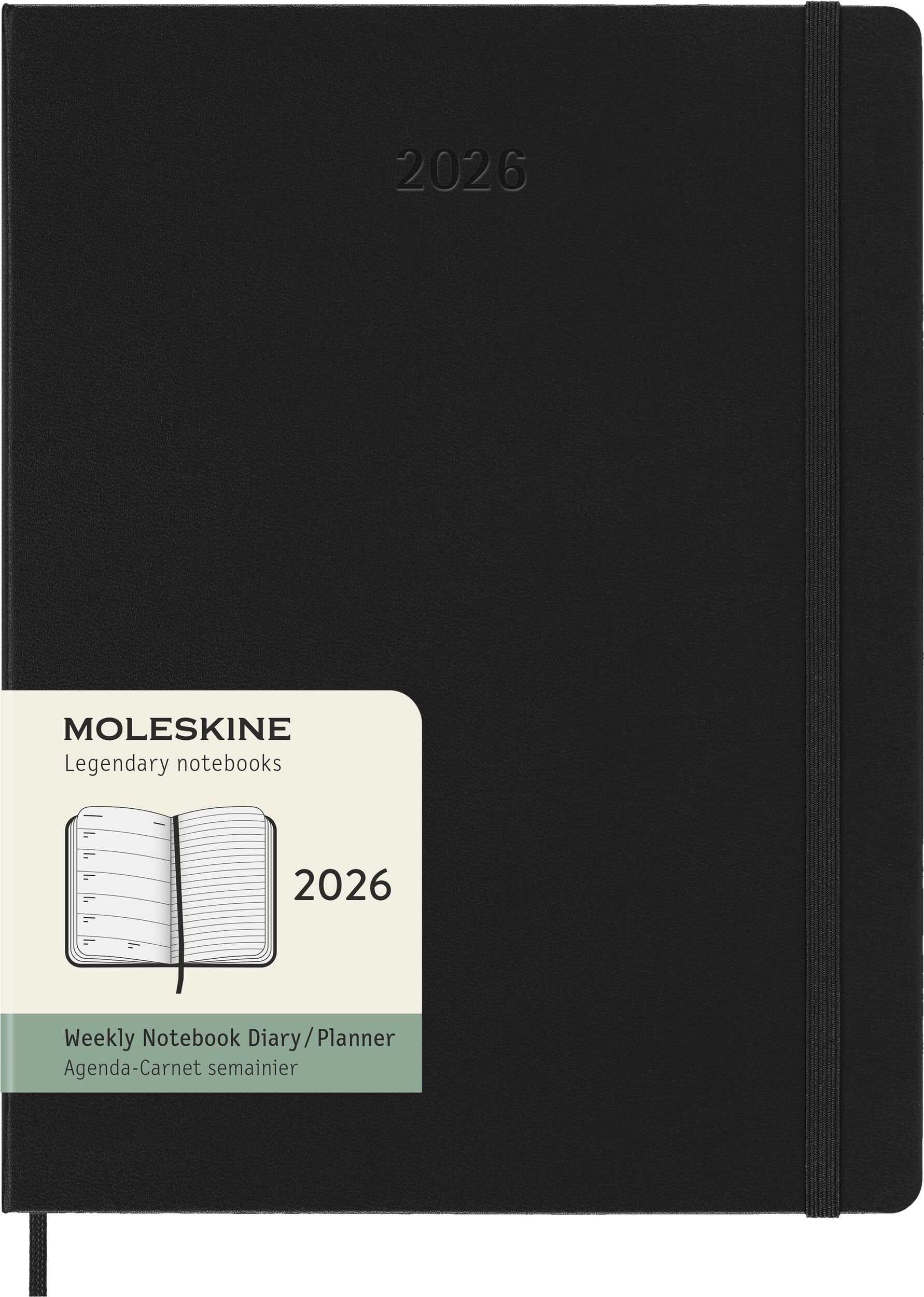 Kalendarz tygodniowy w twardej oprawie Moleskine 2026 12M XL czarny