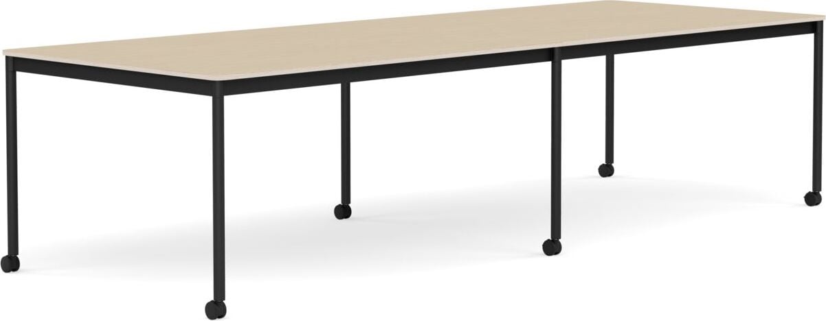 Stół na kółkach Base 110 x 300 cm okleina dąb lakierowany nogi czarne