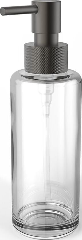 Dozownik do mydła Porter transparentny z pompką ciemny metal mat