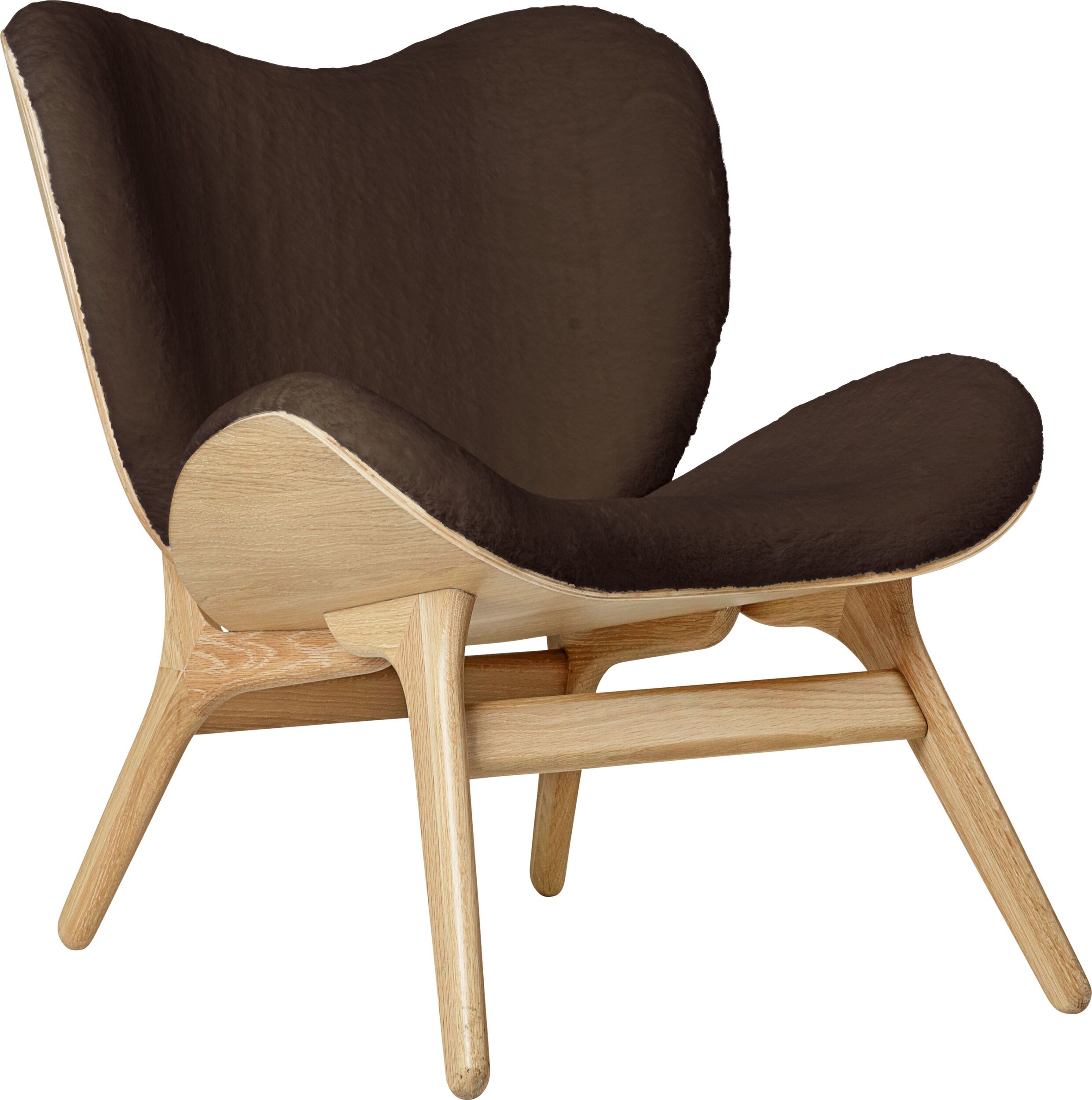 Fotel Conversation Piece Teddy brązowy na dębowych nogach