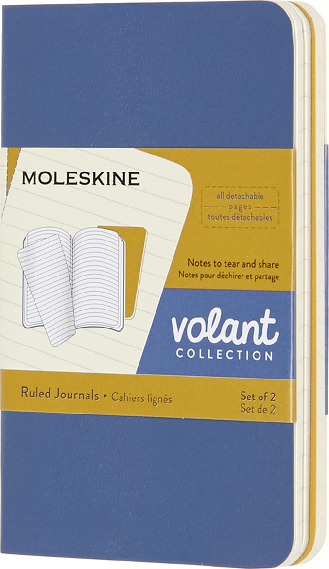 Zeszyty w linię Moleskine Volant XS niebieski i żółty 2 szt.