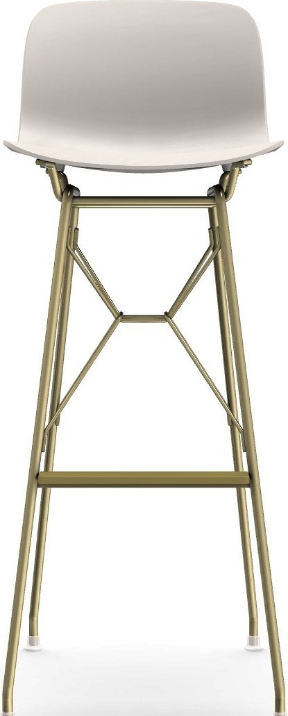 Stołek barowy Troy Wireframe biały ze złotą ramą