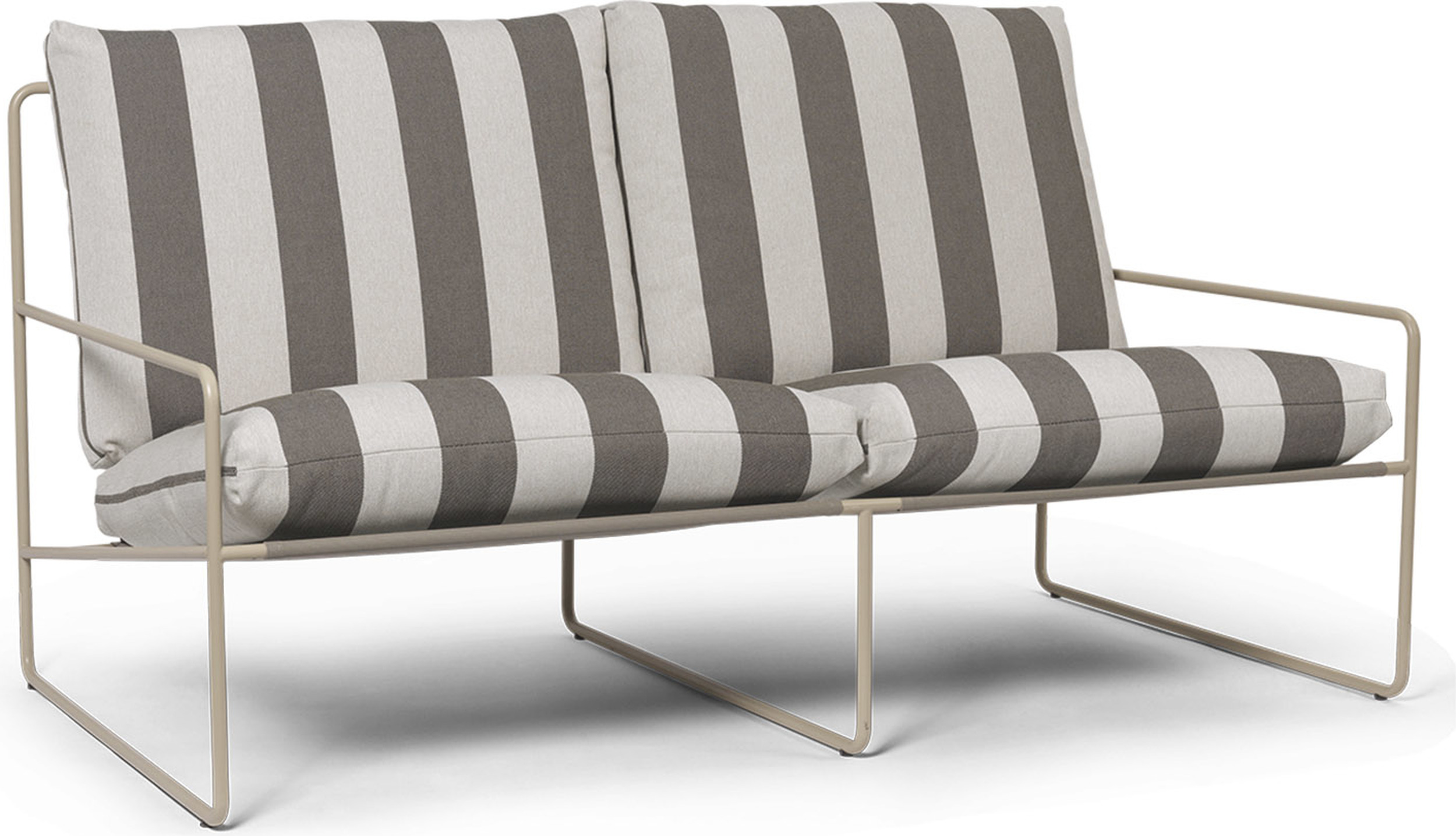Sofa ogrodowa Desert Stripe podwójna z beżową ramą