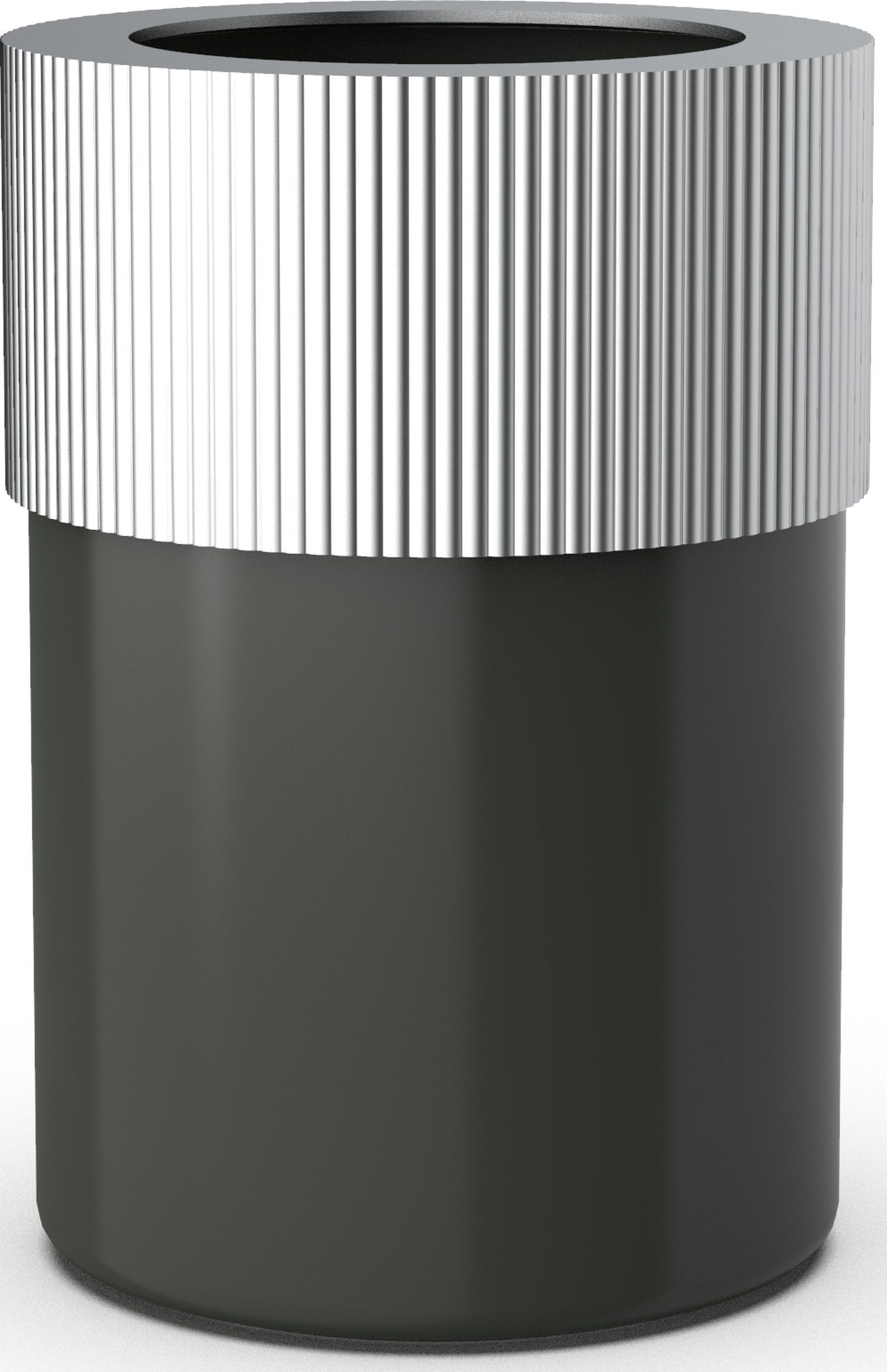 Kosz łazienkowy na śmieci Of Line czarny ze srebrną pokrywką