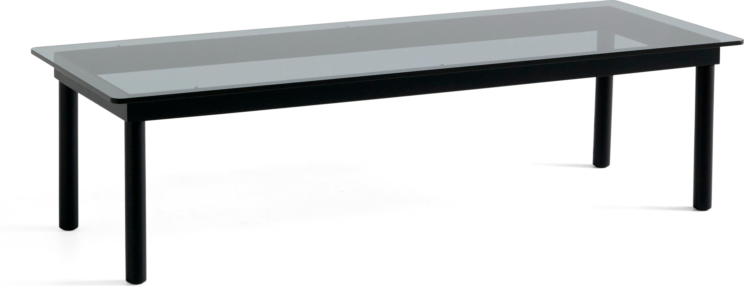 Stolik kawowy Kofi 50 x 140 cm blat szkło gładkie przyciemniane z nogami czarny dąb