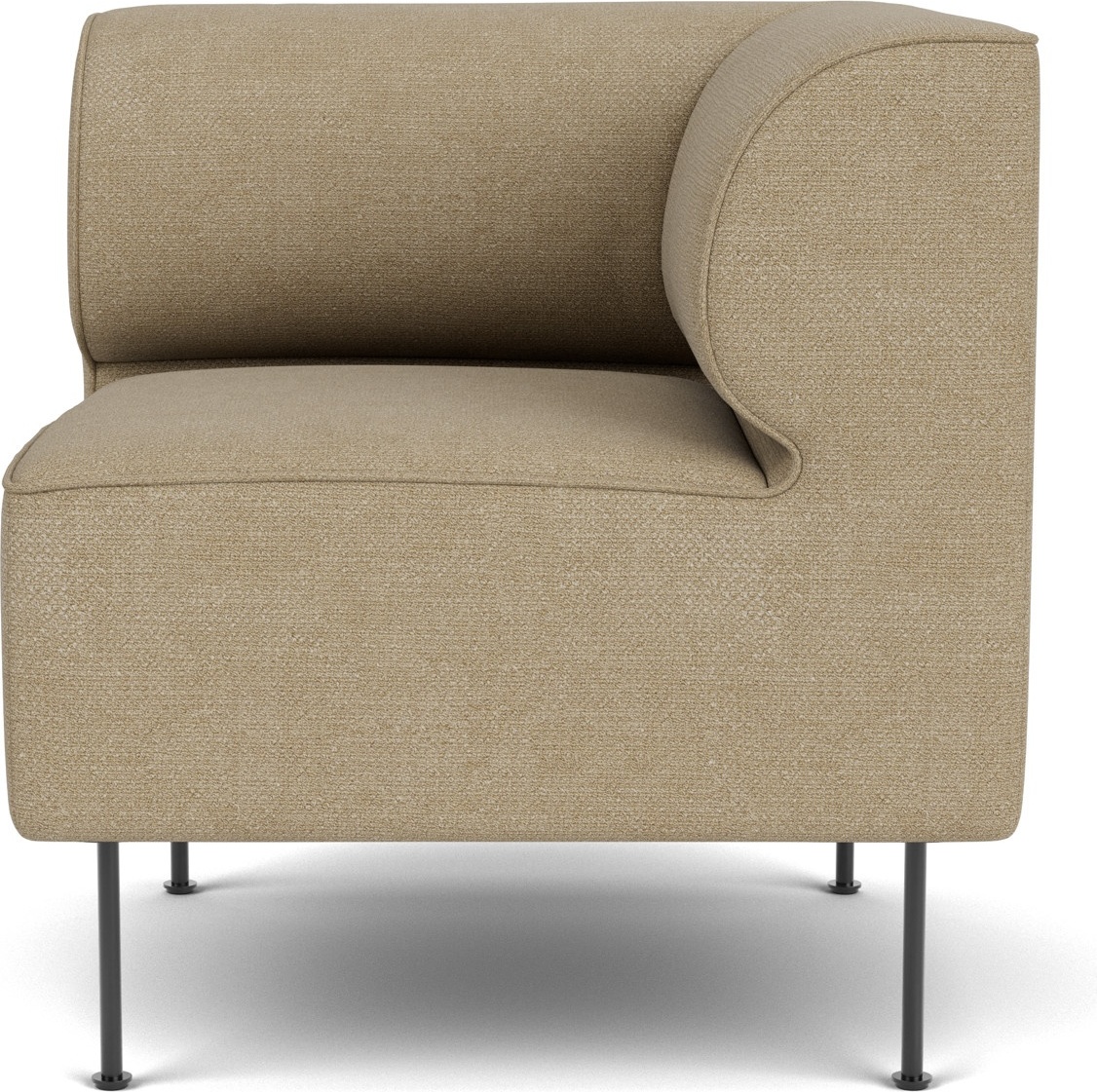 Narożnik prawostronny sofy modułowej Eave Bouclé 75 x 75 cm beżowy na czarnych stalowych nogach