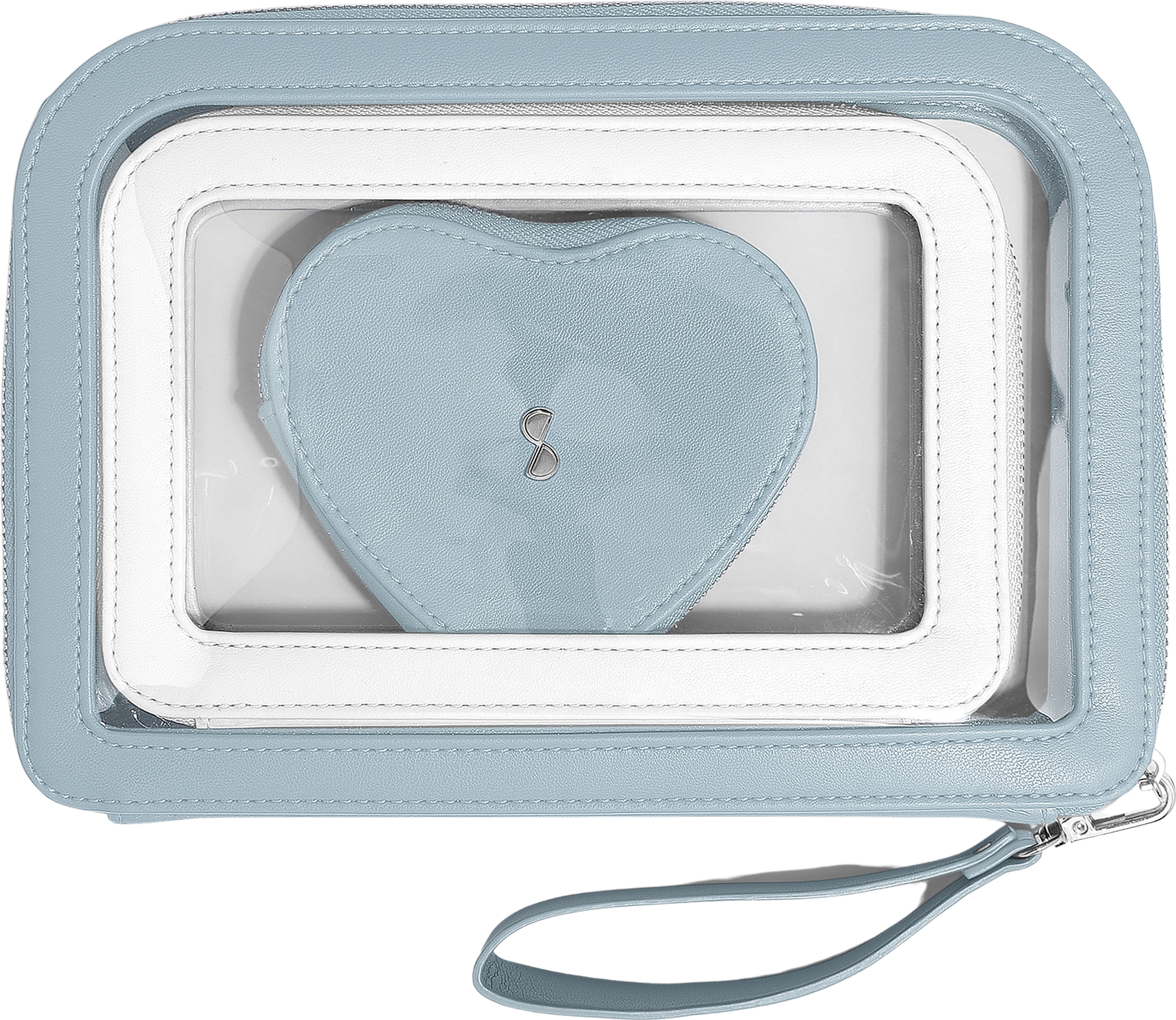 Kosmetyczki z saszetką na biżuterię Stackers Heart niebiesko-białe 3 el.