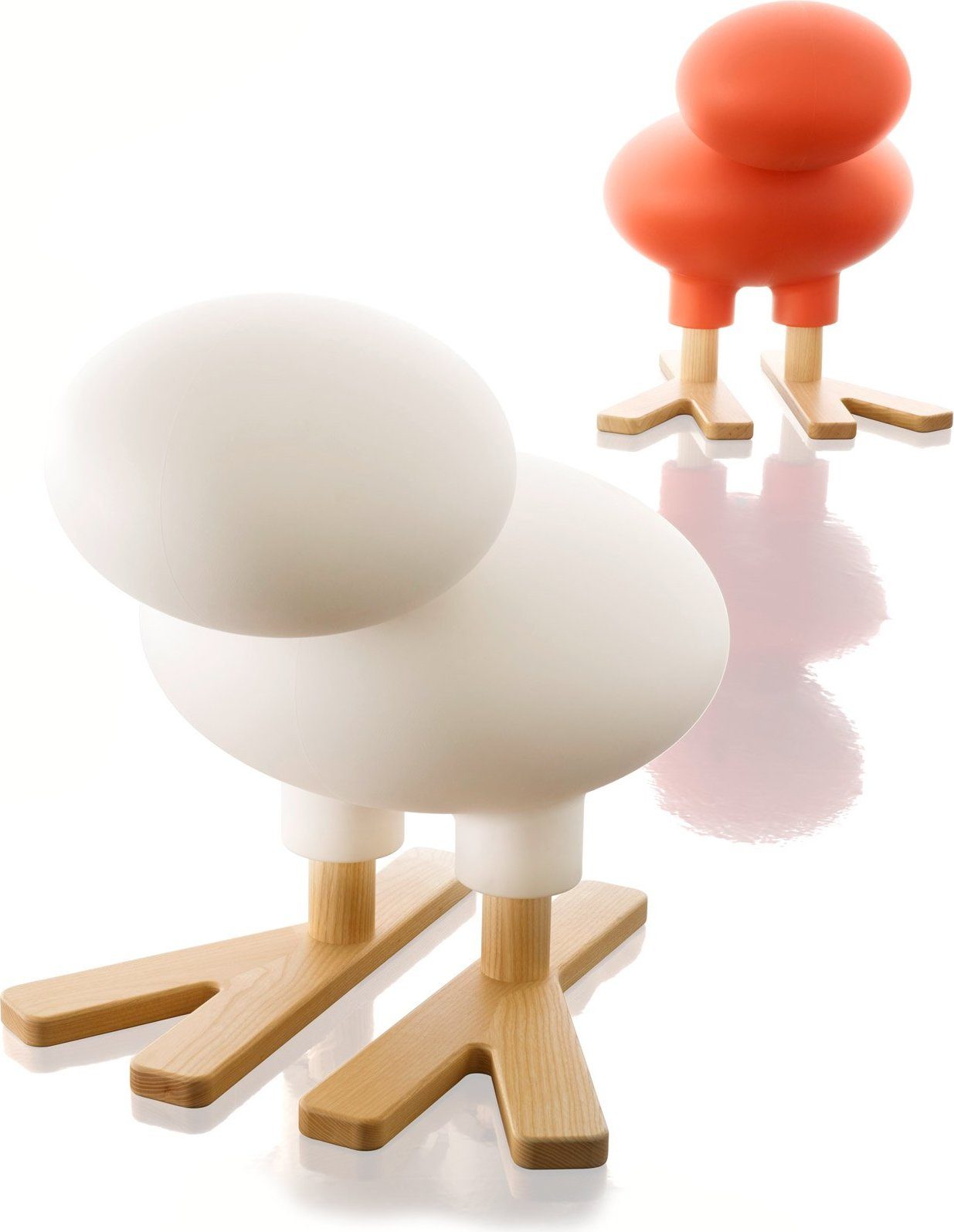 Zabawka Happy Bird L biała z nogami z naturalnego jesionu