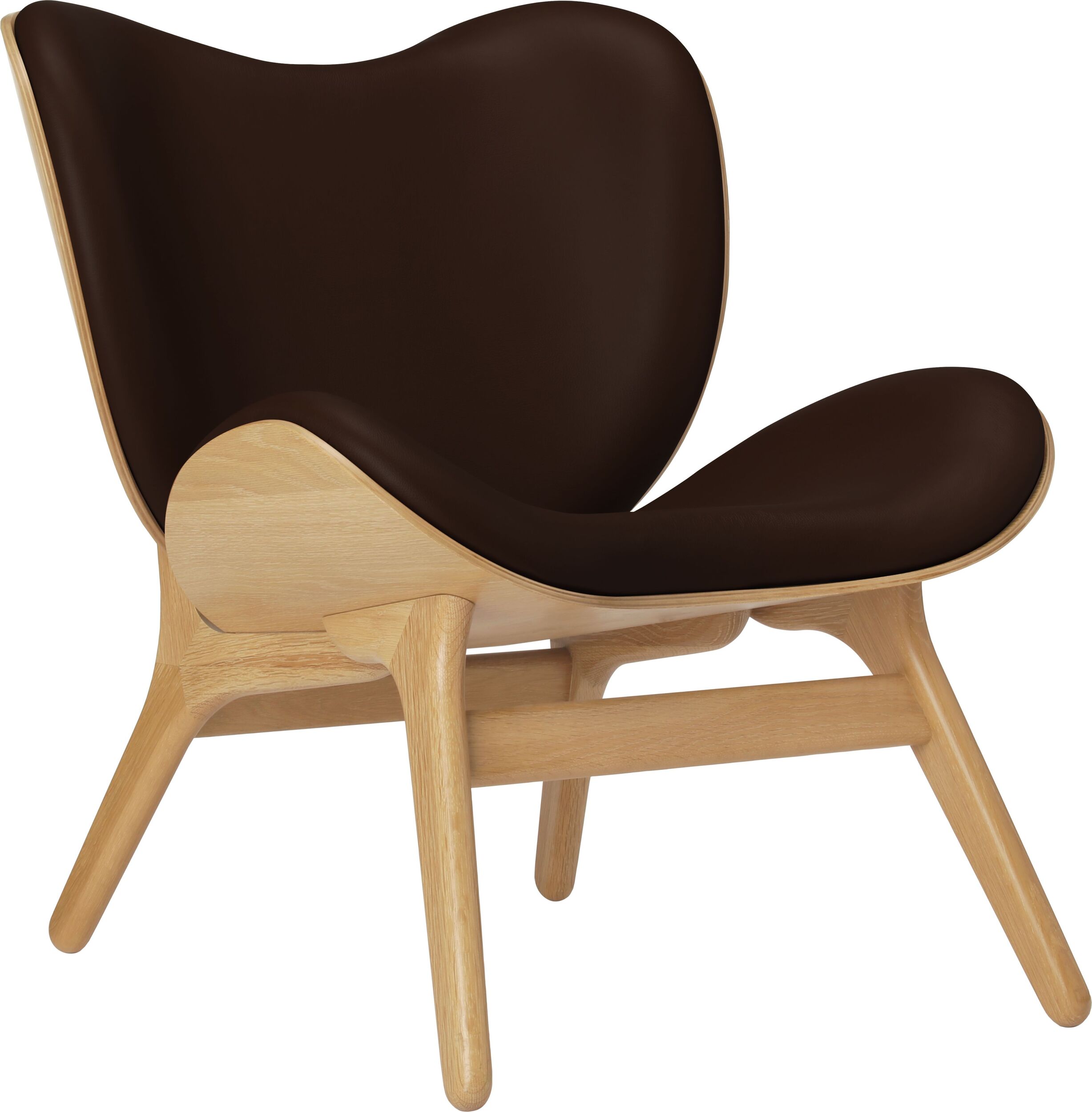 Fotel Conversation Piece Hope brązowy skórzany na dębowych nogach