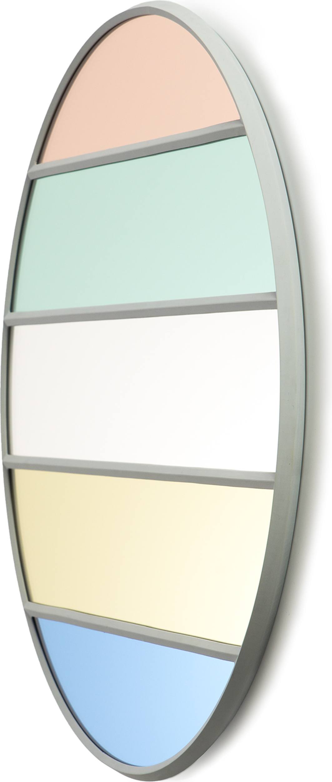 Lustro okrągłe Vitrail z jasnoszarą ramą