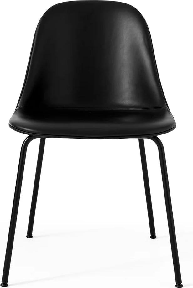 Krzesło Harbour czarne skórzane na czarnych stalowych nogach