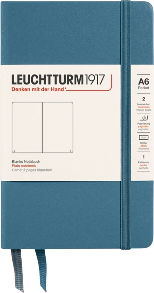 Notes gładki w twardej oprawie Leuchtturm 1917 A6 187 stron niebieskoszary 80 g/m²