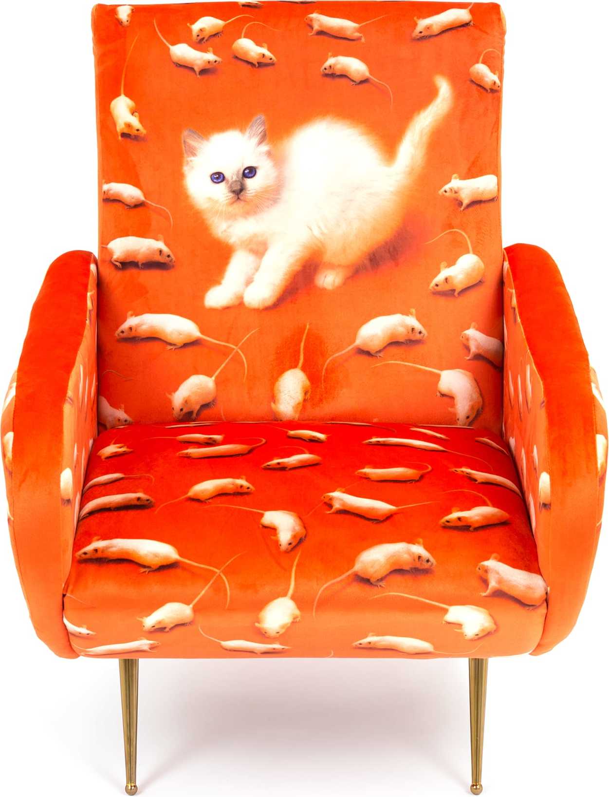 Fotel z wysokim oparciem Seletti Wears Toiletpaper Kitten