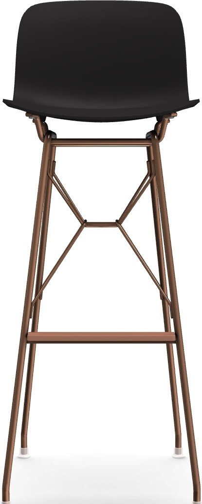 Stołek barowy Troy Wireframe czarny z miedzianą ramą