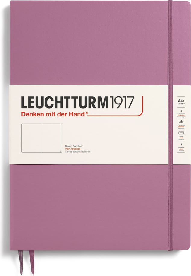 Notes gładki w twardej oprawie Leuchtturm 1917 A4+ 123 strony brudny róż 100 g/m²
