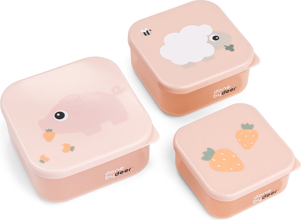 Pojemniki na przekąski Tiny Farm różowe 3 szt.